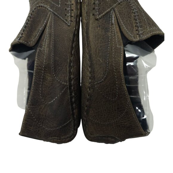 Bed Stu Distressed Leather Stitched Driving Mocs Mens 12 Gray Slip On Loafer - Picture 11 of 16